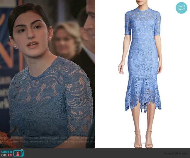 Shoshanna Vitti Lace Flounce Hem Dress worn by Allison McCord (Kathrine Herzer) on Madam Secretary