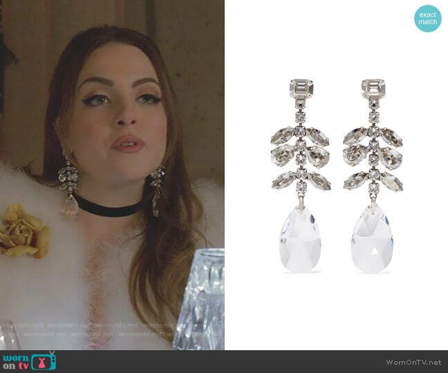 Isabel Marant Silver-Tone Crystal Earrings worn by Fallon Carrington (Elizabeth Gillies) on Dynasty