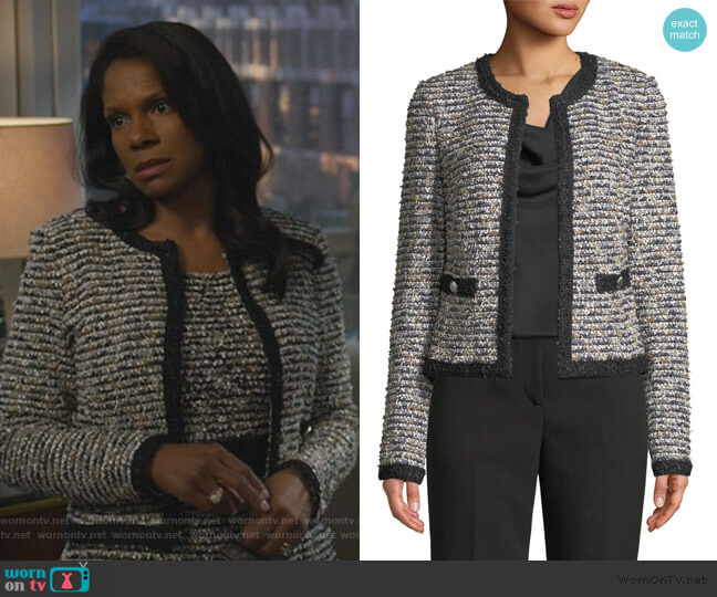 St. John Collection Inlaid Eyelash Tweed Jacket worn by Liz Reddick-Lawrence (Audra McDonald) on The Good Fight