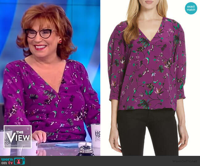 Tanya Taylor Rena Print Silk Top worn by Joy Behar on The View