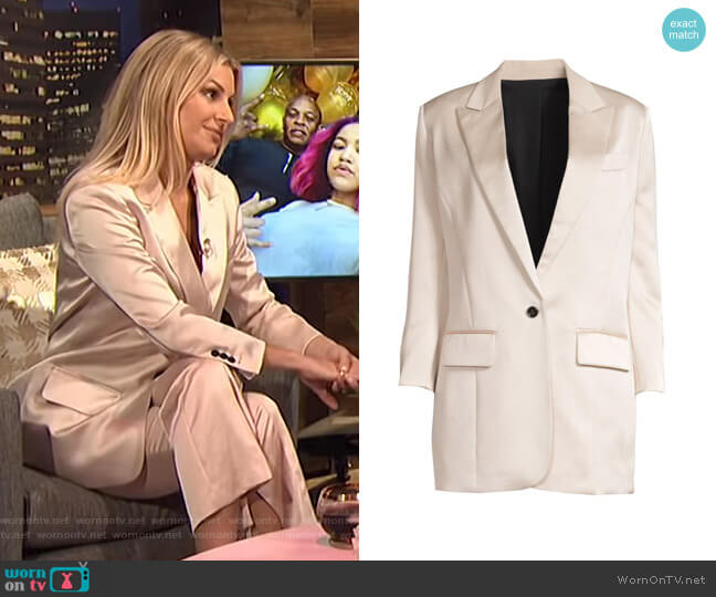 The Kooples Longline Satin Blazer worn by Morgan Stewart on E! News
