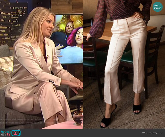 The Kooples Satin Trousers with Slit Details worn by Morgan Stewart on E! News