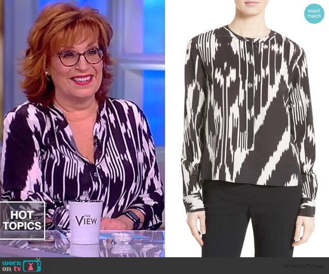 Theory Isalva Interlace Ikat Silk Top worn by Joy Behar on The View
