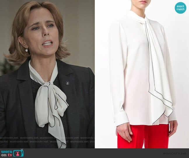 Alexander McQueen Tied Neck Blouse worn by Elizabeth McCord (Téa Leoni) on Madam Secretary