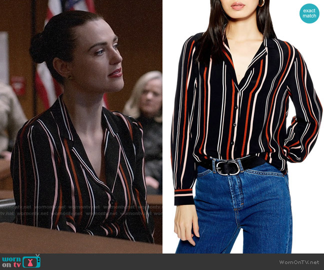Topshop Jessica Print Shirt worn by Lena Luthor (Katie McGrath) on Supergirl