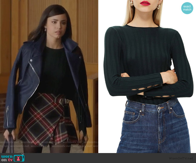 Topshop Ribbed Sweater worn by Ava Jalali (Sofia Carson) on Pretty Little Liars The Perfectionists