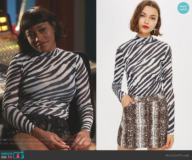 Topshop Zebra Print Long Sleeve Top worn by Gigi (Keke Palmer) on Star