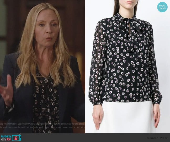 Tory Burch Emma bow blouse worn by Jill Carlan (Hope Davis) on For the People