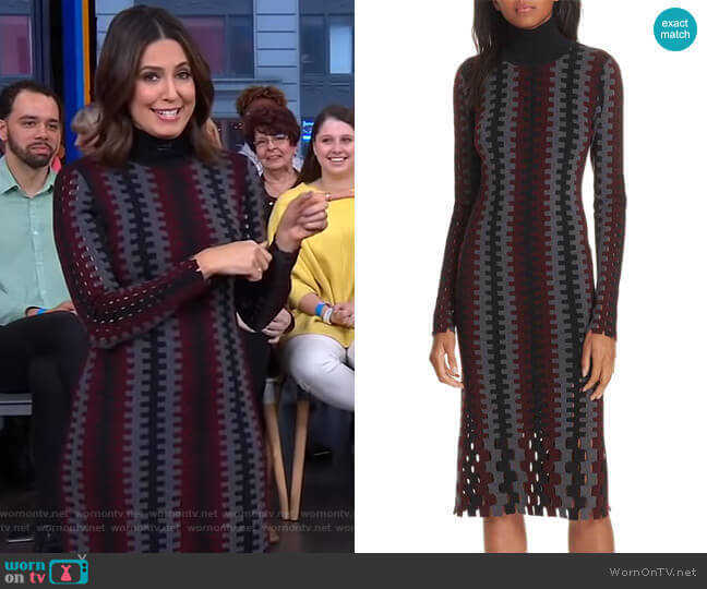 Diane von Furstenberg Turtleneck Merino Wool Midi Dress worn by Cecilia Vega on Good Morning America