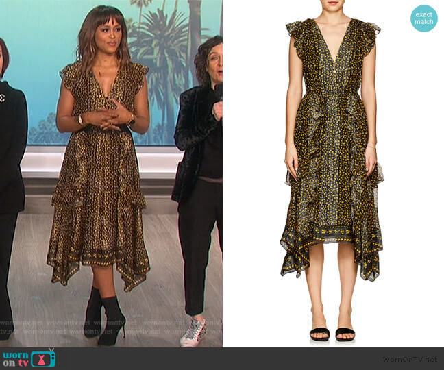 Ulla Johnson Aurelie Floral Silk Midi-Dress worn by Eve on The Talk