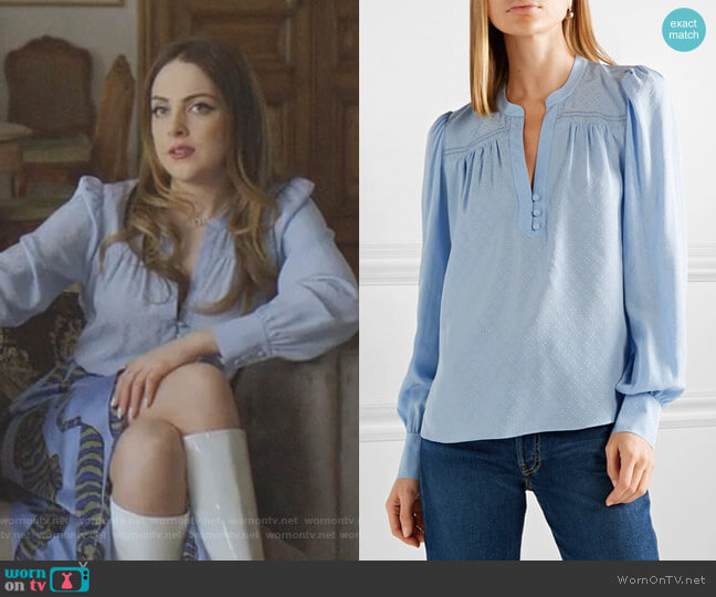 Veronica Beard Abbie Blouse worn by Fallon Carrington (Elizabeth Gillies) on Dynasty