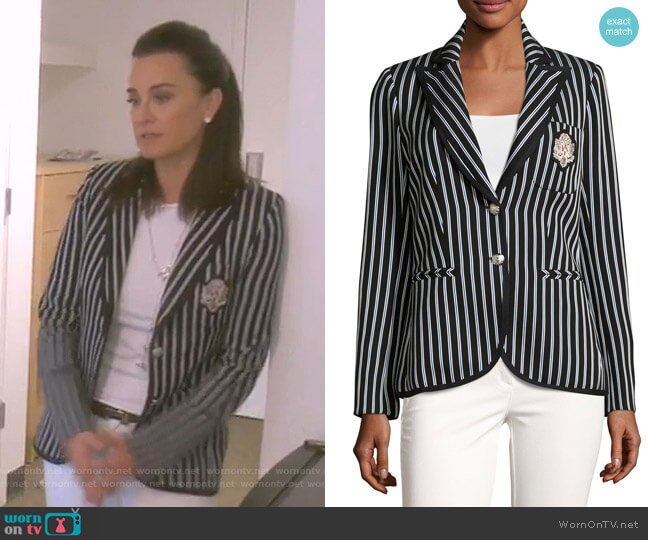 Veronica Beard Spirit Striped Pique Blazer worn by Kyle Richards on The Real Housewives of Beverly Hills