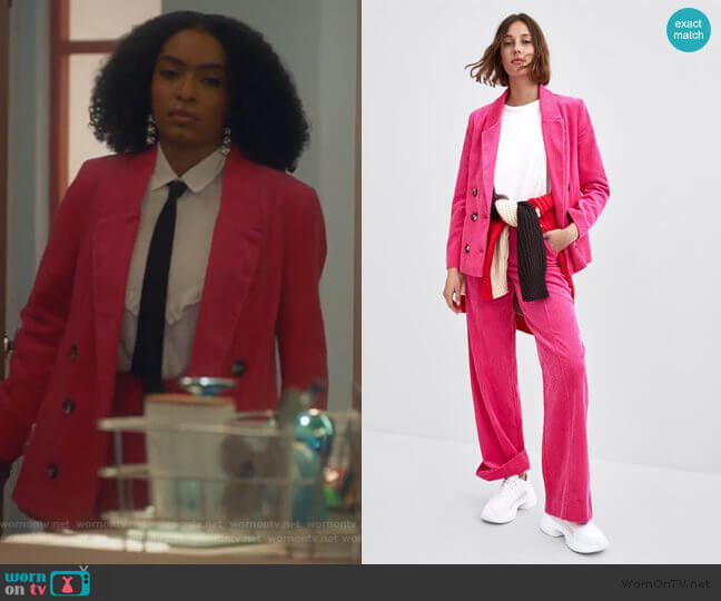 Zara Corduroy Blazer worn by Zoey Johnson (Yara Shahidi) on Grown-ish
