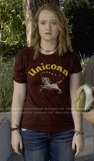 Abby’s unicorn tee on Santa Clarita Diet
