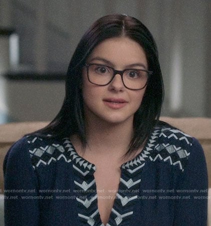 Alex’s navy embroidered trim top on Modern Family