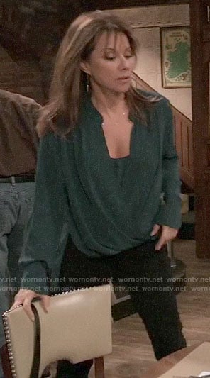 Alexis’s teal green wrap blouse on General Hospital
