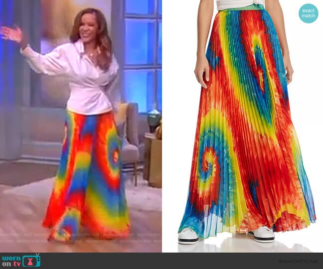 Alice + Olivia Shannon Tie-Dye Pleated Maxi Skirt worn by Sunny Hostin on The View
