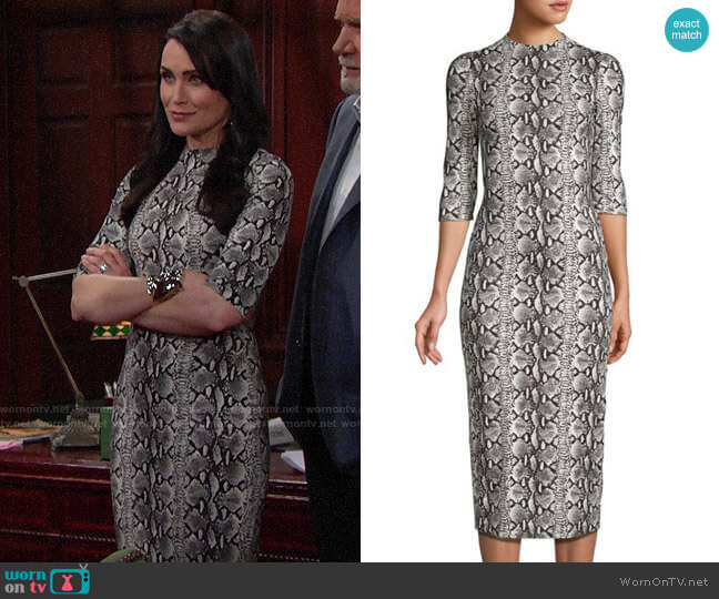 Alice + Olivia Delora Snake-Print Dress worn by Quinn Fuller (Rena Sofer) on The Bold and the Beautiful