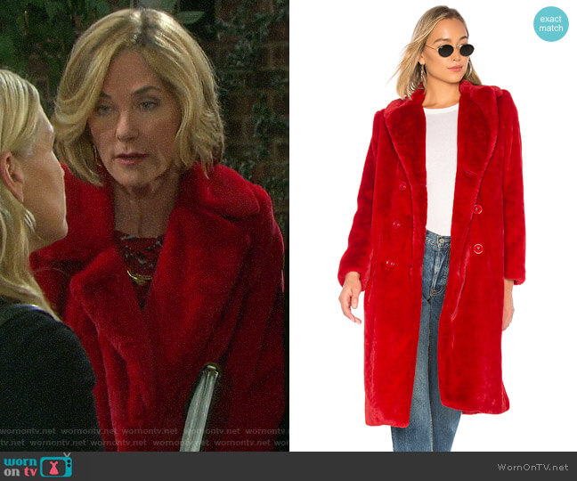 Alice + Olivia Montana Faux Fur Peacoat worn by Eve Donovan (Kassie DePaiva) on Days of our Lives