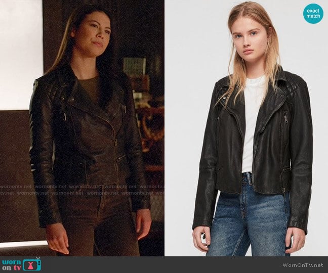 All Saints Cargo Leather Biker Jacket worn by Emiko Queen (Sea Shimooka) on Arrow