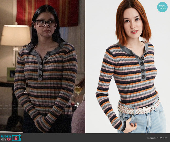 American Eagle Multi Stripe Pullover Sweater worn by Alex Dunphy (Ariel Winter) on Modern Family