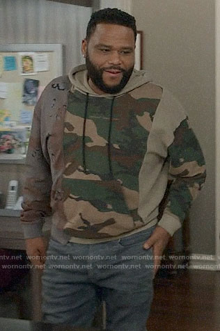 Andre’s patchwork camo hoodie on Black-ish