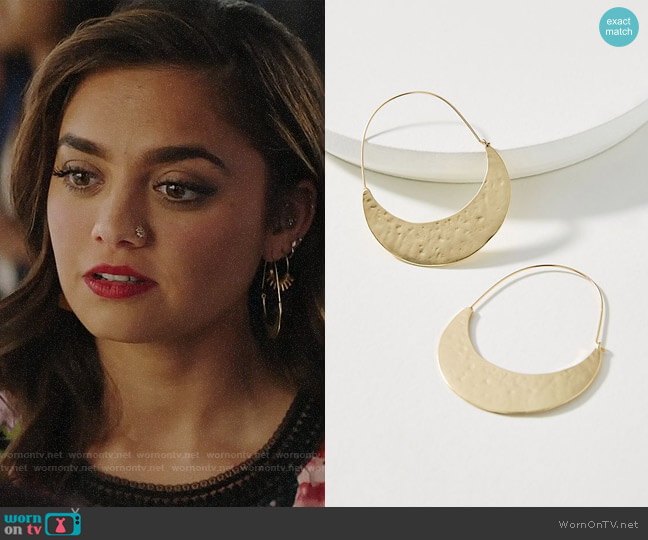 Crescent Hoop Earrings from Anthropologie worn by Jaya (Shazi Raja) on God Friended Me