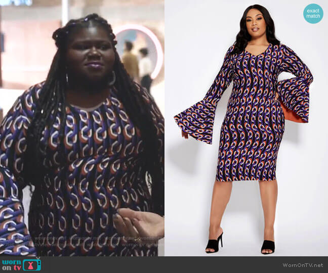 Ashley Stewart Bell Sleeve Chain Print Dress worn by Becky (Gabourey Sidibe) on Empire