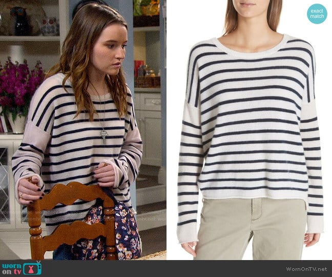 ATM Anthony Thomas Melillo Colorblock Stripe Cashmere Sweater worn by Eve Baxter (Kaitlyn Dever) on Last Man Standing