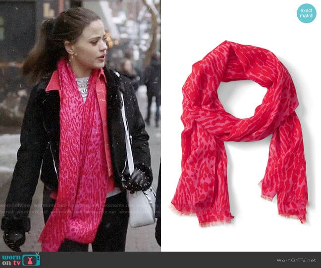 Banana Republic Leopard Print Rectangular Scarf worn by Maggie Vera (Sarah Jeffery) on Charmed