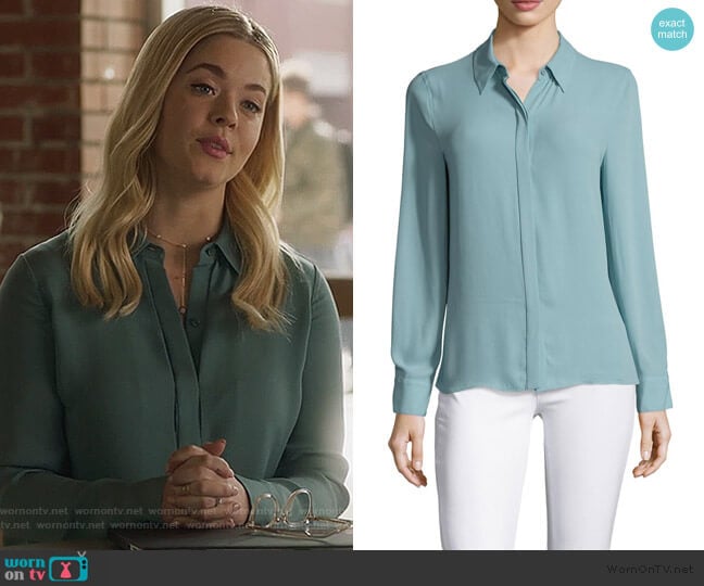 BCBGMAXAZRIA Dianna Blouse worn by Alison DiLaurentis (Sasha Pieterse) on Pretty Little Liars The Perfectionists