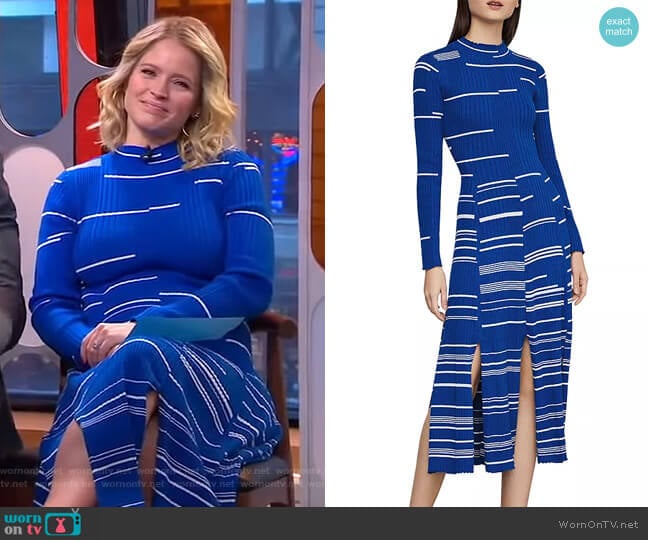 Bcbgmaxazria Striped Ribbed Sweater Dress worn by Sara Haines on Good Morning America