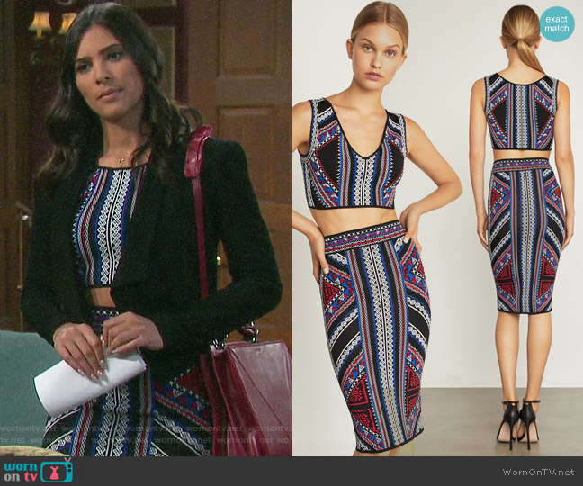 Bcbgmaxazria Geometric Jacquard Crop Top worn by Gabi Hernandez (Camila Banus) on Days of our Lives