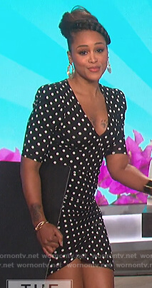 Eve’s black polka dot dress on The Talk