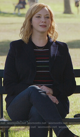 Beth’s black striped sweater on Good Girls