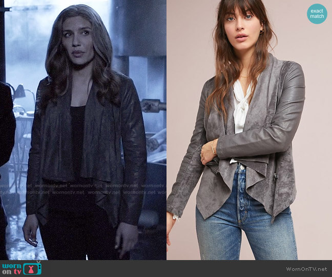 Blank NYC Odyssey Draped Coat worn by Dinah Drake (Juliana Harkavy) on Arrow
