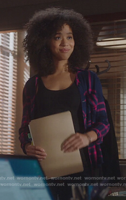 Allison’s navy plaid shirt on For the People