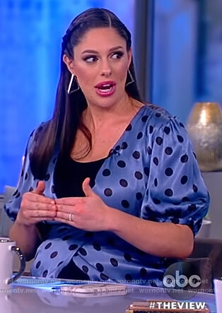 Abby’s blue polka dot wrap dress on The View