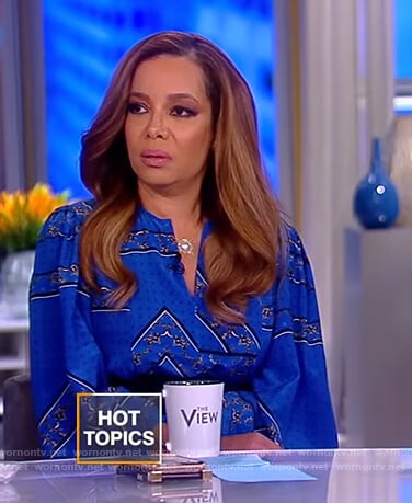 Sunny’s blue printed maxi dress on The View