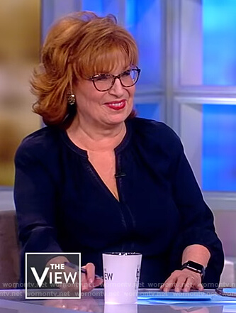Joy’s navy split neck top on The View