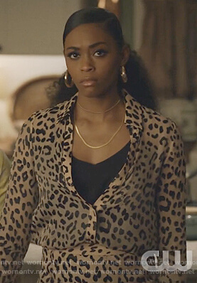 Anissa’s leopard print blouse and skirt on Black Lightning