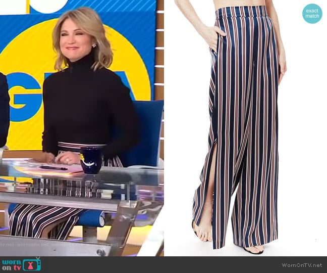 Cami NYC The Miles Pant Ink Stripe worn by Amy Robach on Good Morning America