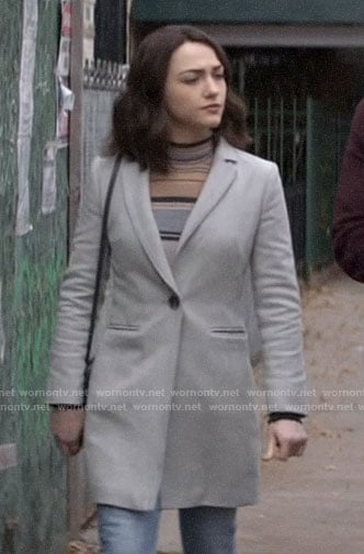 Cara’s grey coat on God Friended Me