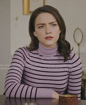 Cara’s lavender purple striped turtleneck on God Friended Me