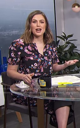 Carissa’s black floral jumpsuit on E! News Daily Pop