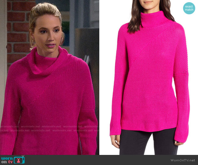 Chelsea28 Stitch Interest Turtleneck Sweater worn by Mandy Baxter (Molly McCook) on Last Man Standing
