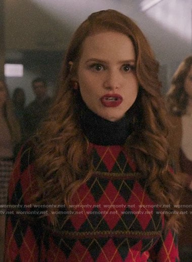 Cheryl’s red argyle sweater on Riverdale