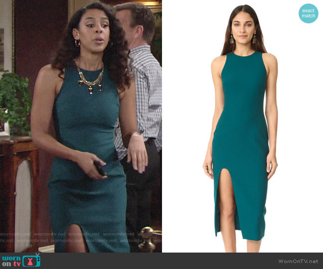 Cinq a Sept Eve Dress in Everglade worn by Kerry Johnson (Alice Hunter) on The Young and the Restless