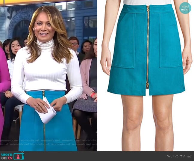 Diane von Furstenberg Suede Patch-Pocket Mini Skirt worn by Ginger Zee on Good Morning America