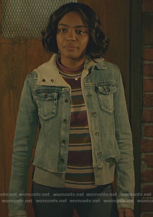 Jennifer’s striped tee and denim jacket on Black Lightning